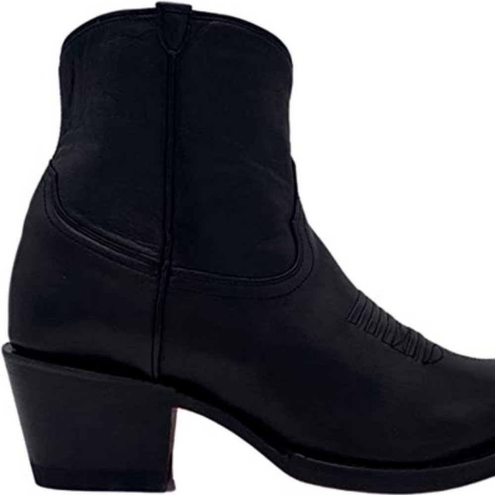 Vaccari Western Black Genuine Leather Snip Toe Ankle Boots 9.5 - Picture 5 of 6